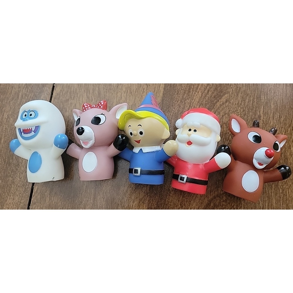 Lot Of 5 Rashti Christmas Finger Puppets Rudolph Elf Yeti Santa Clarice